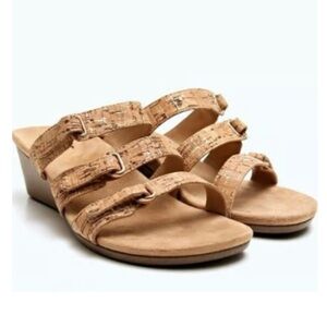 Women’s VIONIC Dwyn 3 Strap natural cork wedge sandal- Size 12